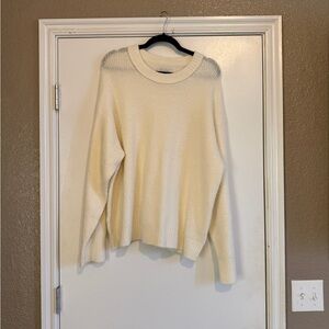 American Eagle Outfitters Off-White Ribbed Crewneck Sweater